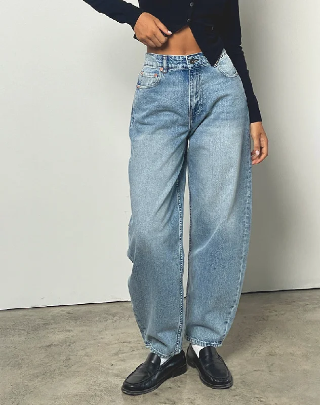 High Rise Barrel Jean in Bleu