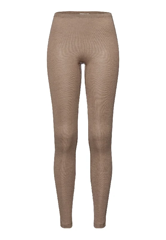 Woolen Silk W Long Leg | Taupe 71422-2847