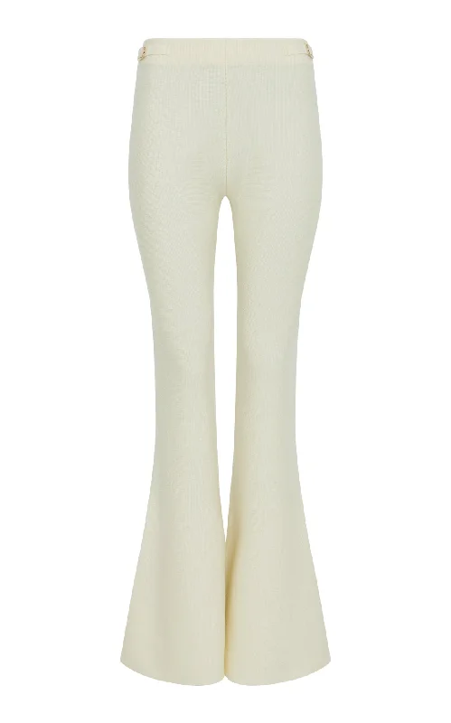 Ayala Flare Cropped Knit Pant in Ivory Merino Wool Cashmere