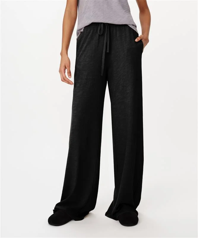 Heavy Slub Jersey Wide Leg Pant - Black