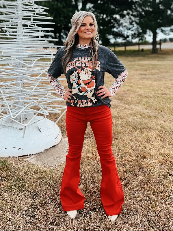 Merry Christmas Y'all Santa Graphic Top