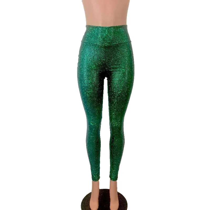 SALE - MEDIUM ONLY - Metallic Green Avatar High Waisted Leggings Pants