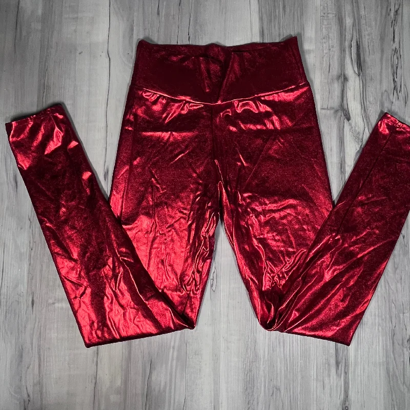 SALE - LARGE ONLY - Red Metallic High Waisted Leggings Pants