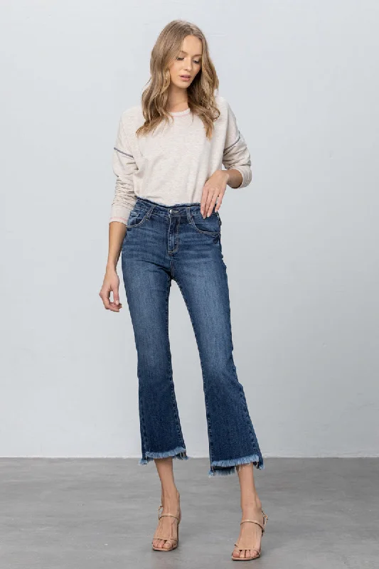 Shorty better Fray Waistband Detail Crop Boot Jeans