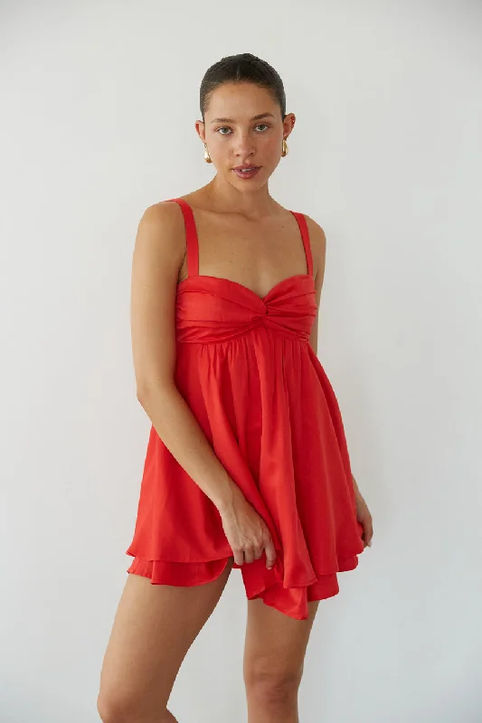 Suki Twist Front Open Back Babydoll Mini Dress