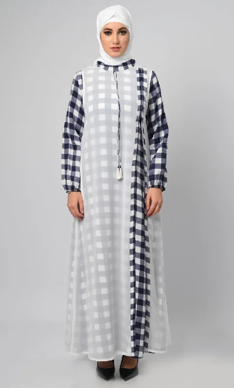 Beautiful White And Blue Dailywear Abaya