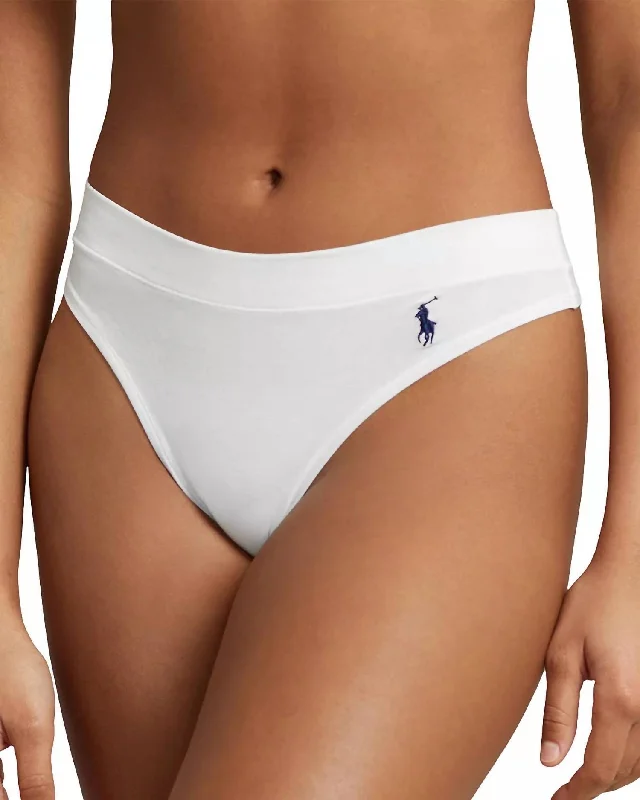 Club Cotton Thong Panty In White Cloud