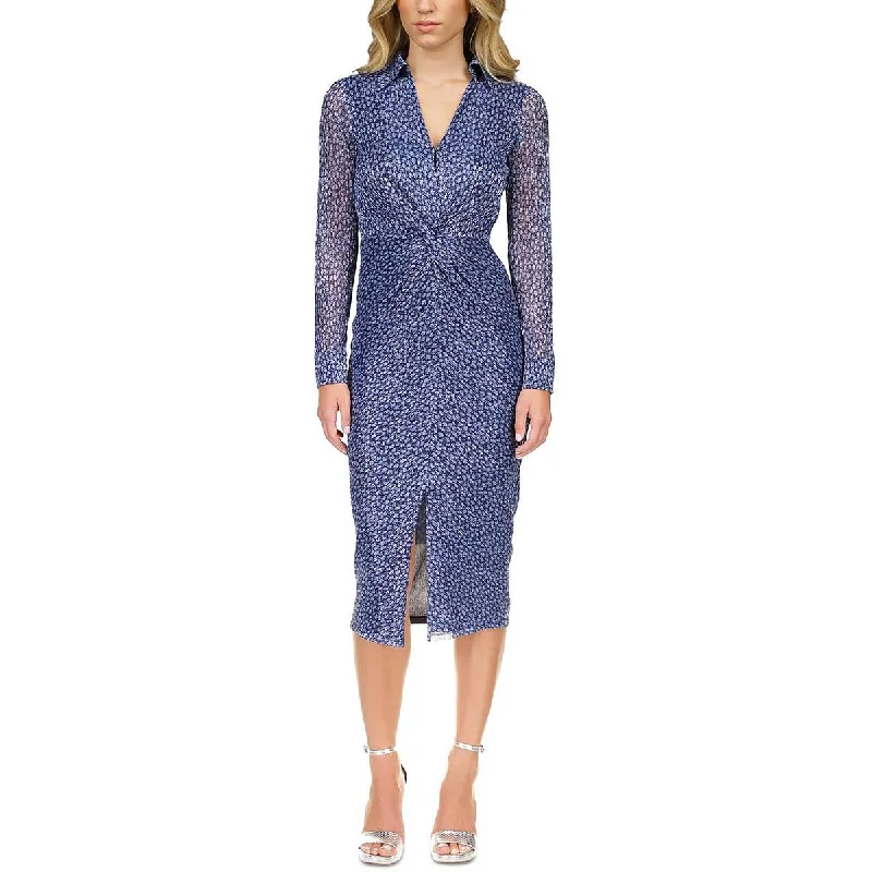 MICHAEL Michael Kors Womens Metallic Twist Front Cocktail And Party Dress