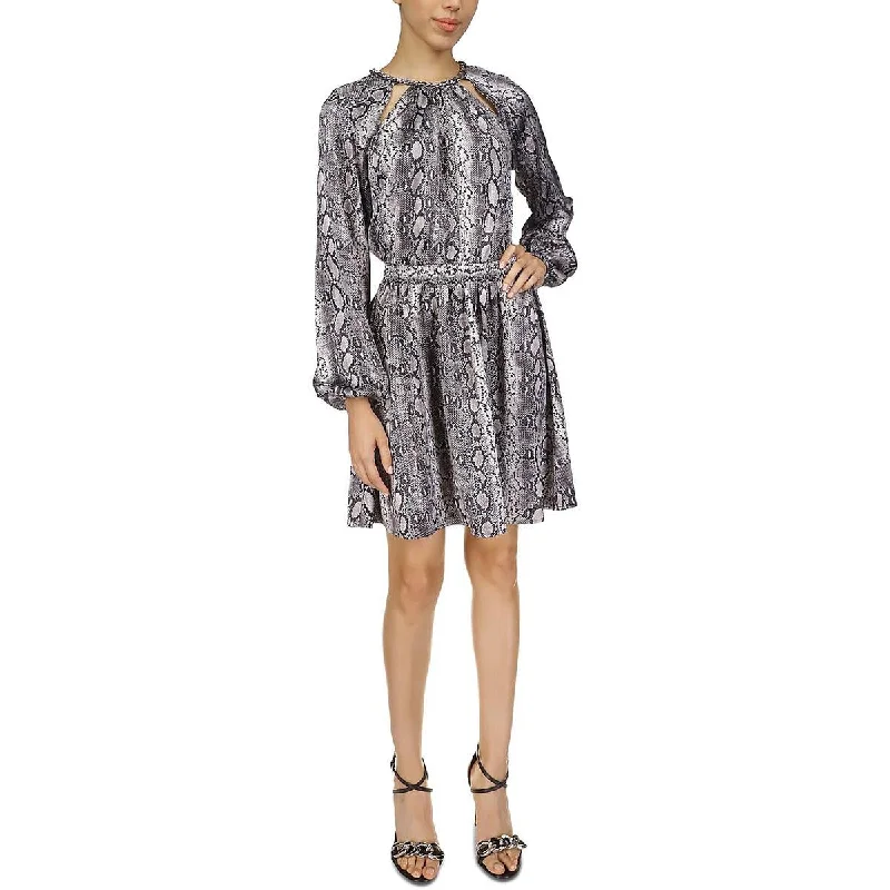 MICHAEL Michael Kors Womens Satin Snake Print Cocktail And Party Dress