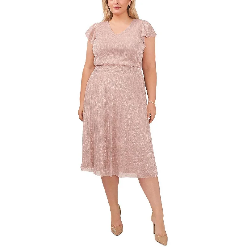 MSK Womens Plus Metallic Long Cocktail and Party Dress