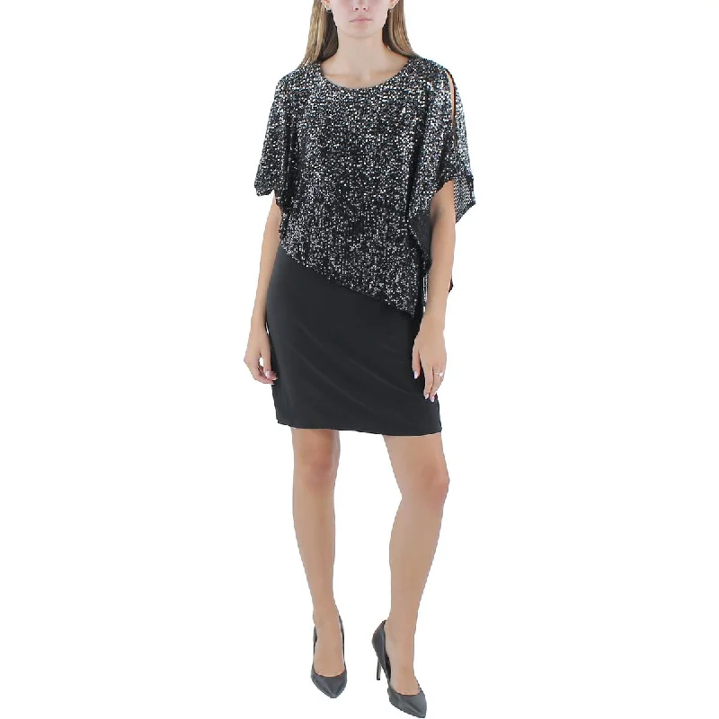 MSK Womens Sequined Layered Cocktail And Party Dress