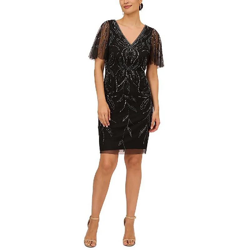 Papell Studio by Adrianna Papell Womens   Beaded Mini Cocktail And Party Dress