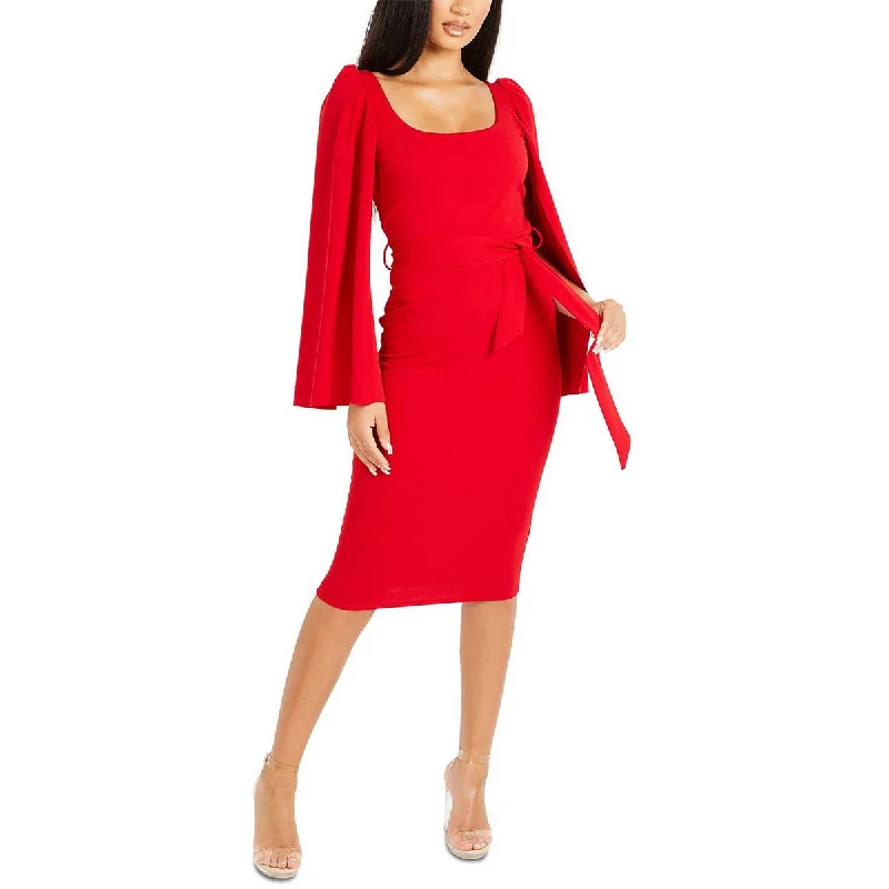 Quiz Womens Juniors Cape Sleeve Knee-Length Cocktail and Party Dress