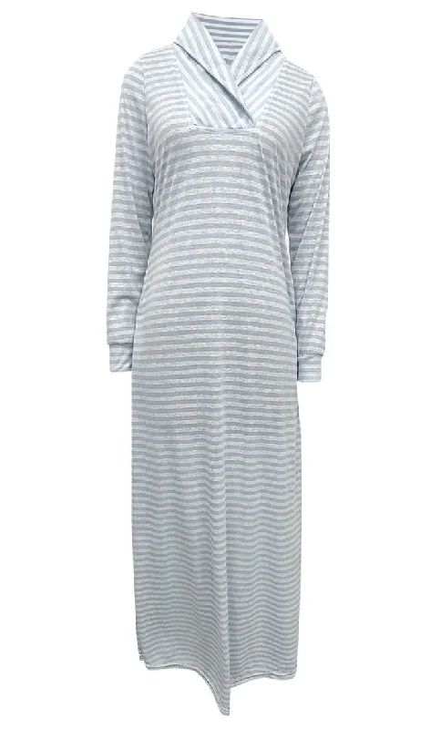 Women's Islamic Jersey Grey And White Stripe Abaya