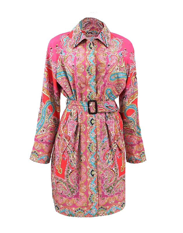 Belted Paisley Trench