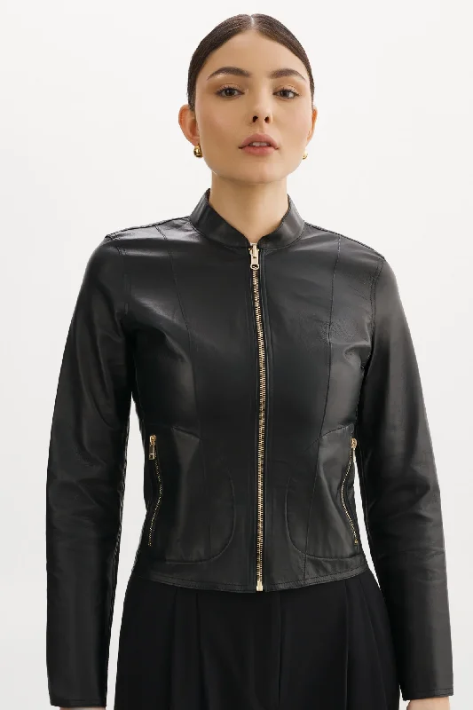 LAMARQUE - Chapin Reversible Leather Bomber in Black/Gold