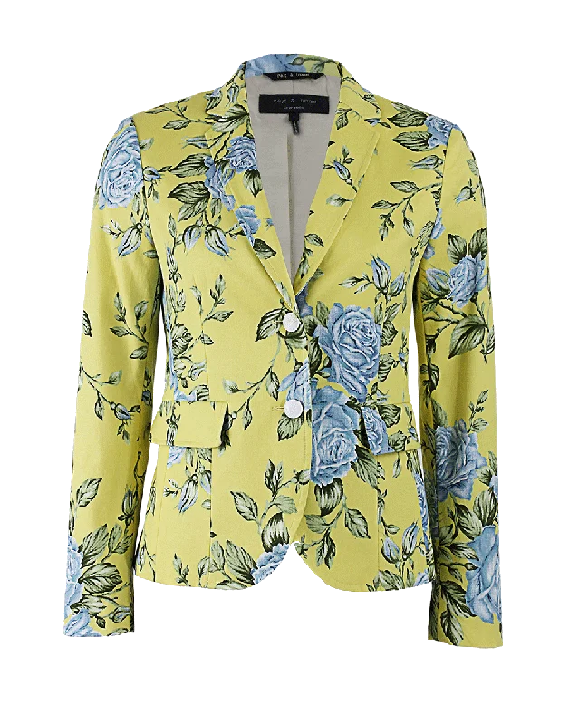 Two Button Floral Print Bailey Jacket