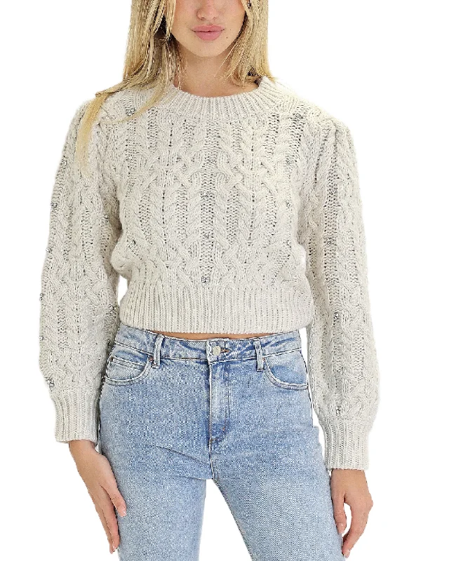 Cable Knit Sweater w/ Rhinestones