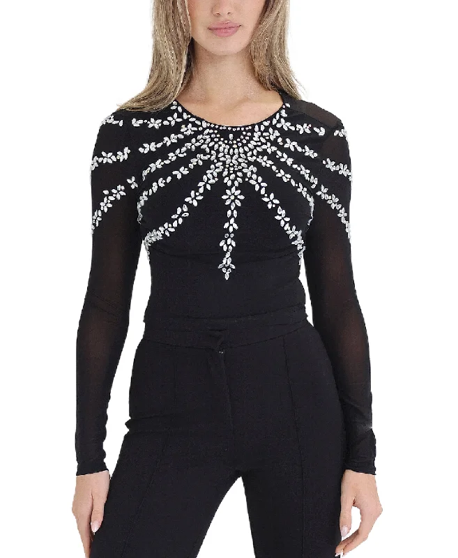 Crystal Embellished Mesh Top